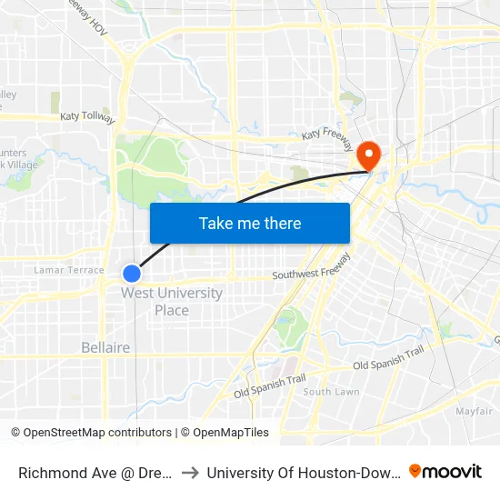 Richmond Ave @ Drexel Dr to University Of Houston-Downtown map