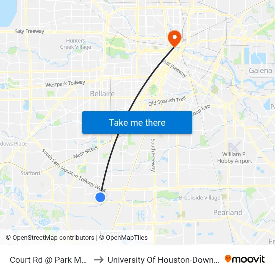Court Rd @ Park Manor to University Of Houston-Downtown map