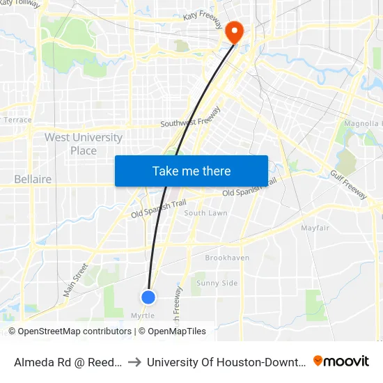 Almeda Rd @ Reed Rd to University Of Houston-Downtown map
