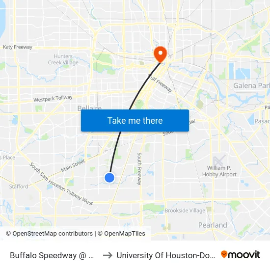 Buffalo Speedway   @ Orem Dr to University Of Houston-Downtown map