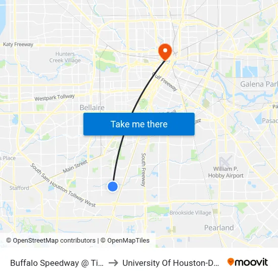 Buffalo Speedway   @ Tiffany Dr to University Of Houston-Downtown map
