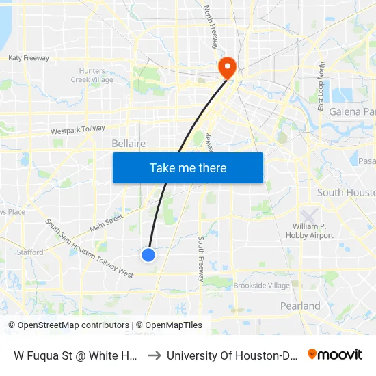 W Fuqua St @ White Heather Dr to University Of Houston-Downtown map