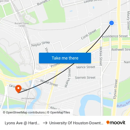 Lyons Ave @ Hardy St to University Of Houston-Downtown map