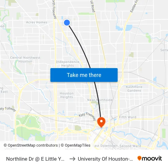 Northline Dr @ E Little York Rd Mb1 to University Of Houston-Downtown map