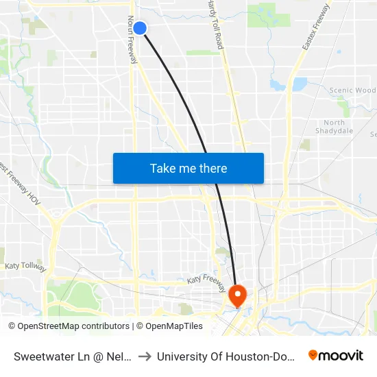 Sweetwater Ln @ Nelda Rd to University Of Houston-Downtown map