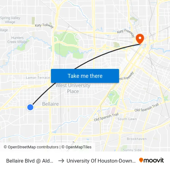 Bellaire Blvd @ Alder Dr to University Of Houston-Downtown map