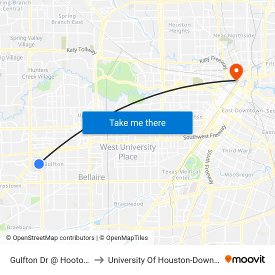 Gulfton Dr @ Hooton Dr to University Of Houston-Downtown map