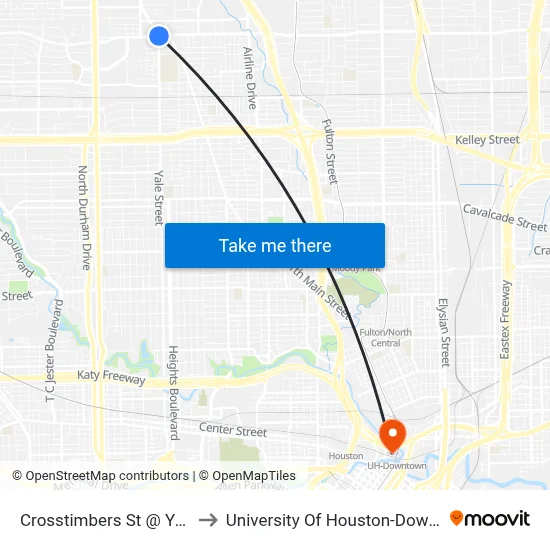 Crosstimbers St @ Yale St to University Of Houston-Downtown map