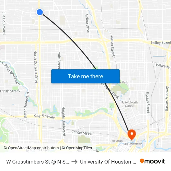W Crosstimbers St @ N Shepherd Dr to University Of Houston-Downtown map