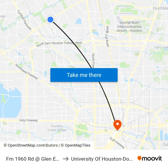 Fm 1960 Rd @ Glen Erica Dr to University Of Houston-Downtown map