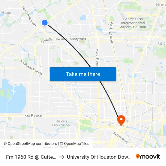 Fm 1960 Rd @ Cutten Rd to University Of Houston-Downtown map
