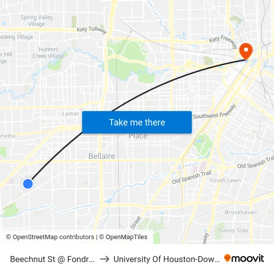Beechnut St @ Fondren Rd to University Of Houston-Downtown map