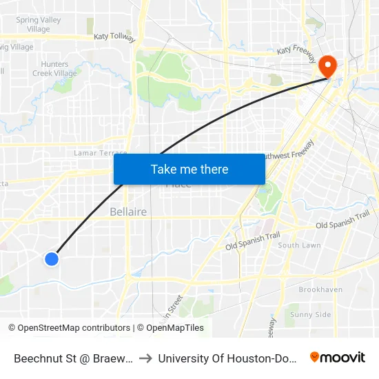 Beechnut St @ Braewick Dr to University Of Houston-Downtown map