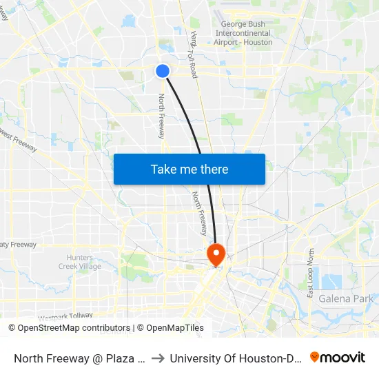 North Freeway   @ Plaza Verde Dr to University Of Houston-Downtown map