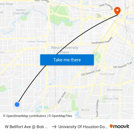 W Bellfort Ave @ Bob White Dr to University Of Houston-Downtown map