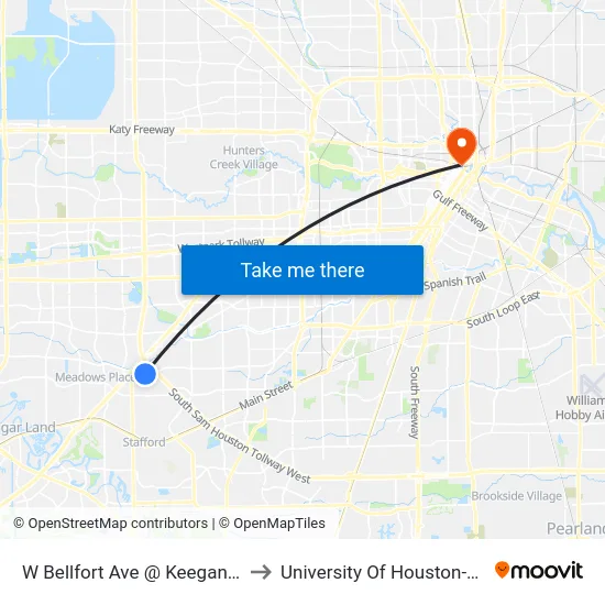 W Bellfort Ave @ Keegans Ridge Rd to University Of Houston-Downtown map