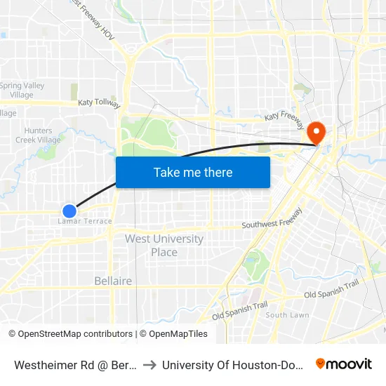 Westheimer Rd @ Bering Dr to University Of Houston-Downtown map