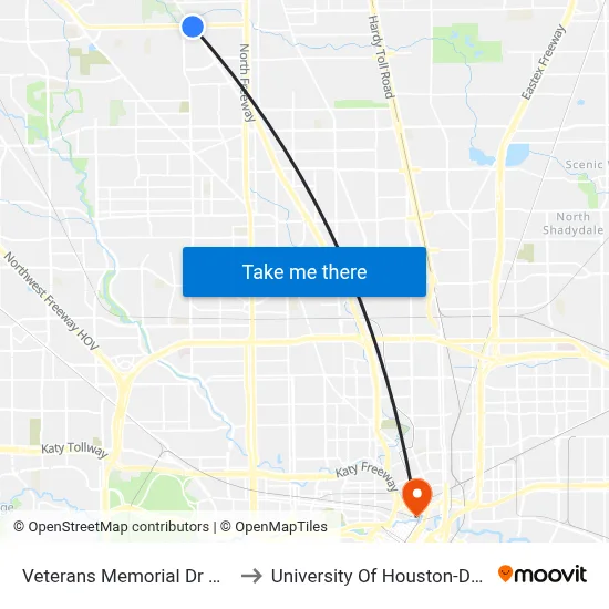 Veterans Memorial Dr @ Sh 249 to University Of Houston-Downtown map