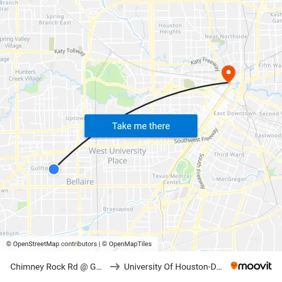 Chimney Rock Rd @ Gulfton Dr to University Of Houston-Downtown map
