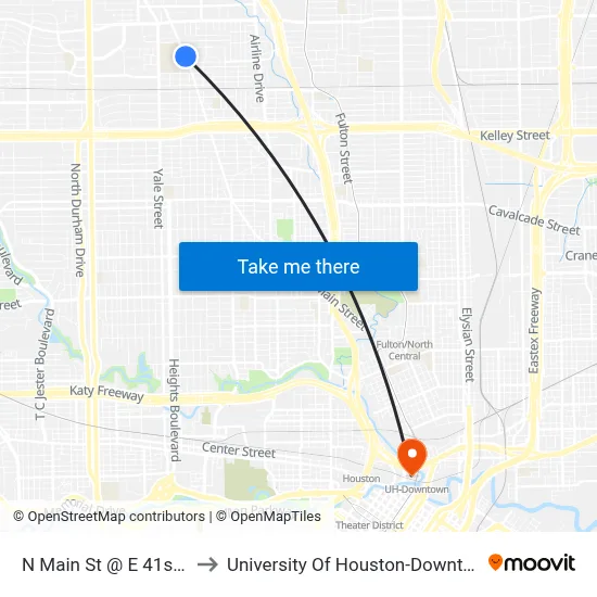 N Main St @ E 41st St to University Of Houston-Downtown map