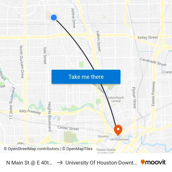 N Main St @ E 40th St to University Of Houston-Downtown map