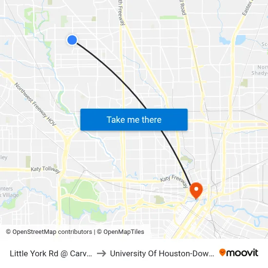 Little York Rd @ Carver Rd to University Of Houston-Downtown map