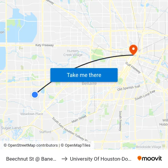 Beechnut St @ Baneway Dr to University Of Houston-Downtown map