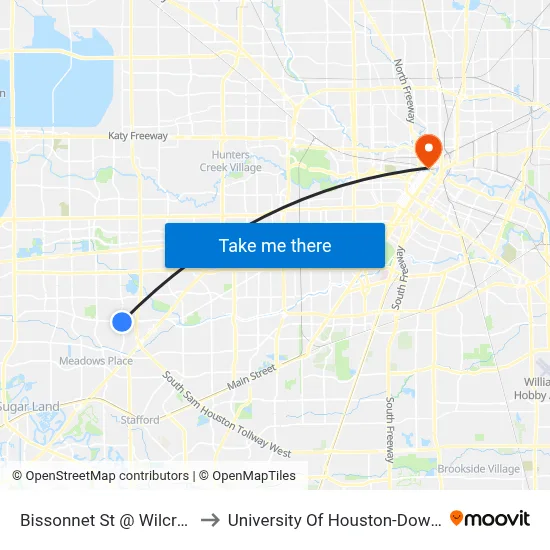 Bissonnet St @ Wilcrest Dr to University Of Houston-Downtown map