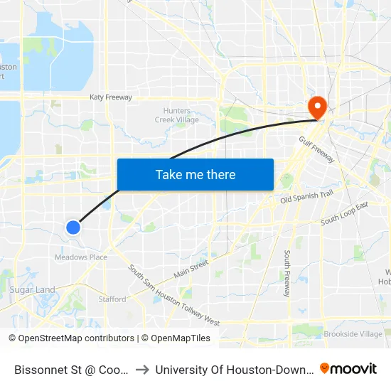 Bissonnet St @ Cook Rd to University Of Houston-Downtown map