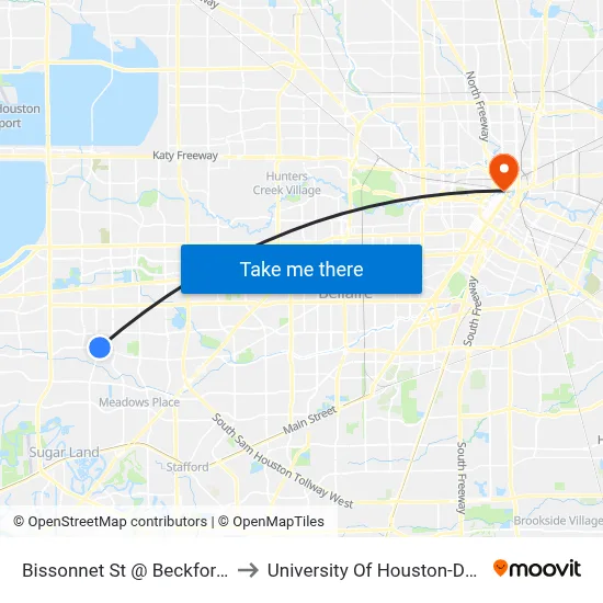 Bissonnet St @ Beckford Dr MB to University Of Houston-Downtown map