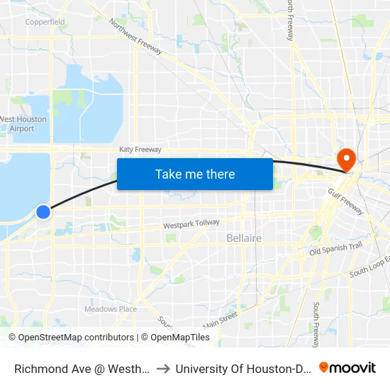 Richmond Ave @ Westheimer Rd to University Of Houston-Downtown map