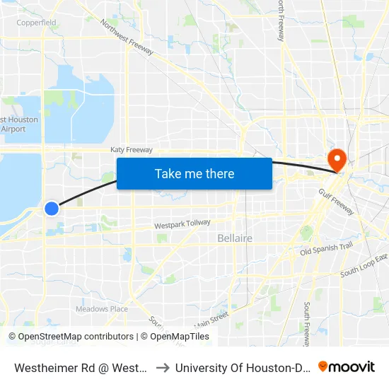 Westheimer Rd @ Westhollow Dr to University Of Houston-Downtown map