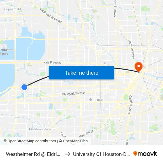 Westheimer Rd @ Eldridge Pkwy to University Of Houston-Downtown map