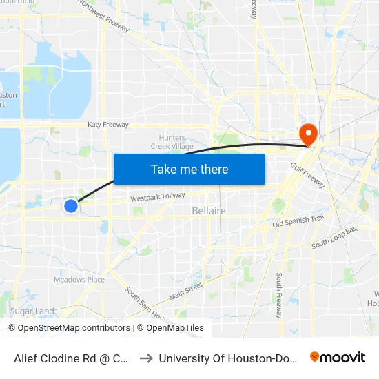 Alief Clodine Rd @ Cook Rd to University Of Houston-Downtown map