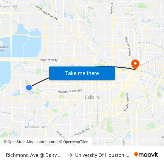 Richmond Ave @ Dairy Ashford Rd to University Of Houston-Downtown map