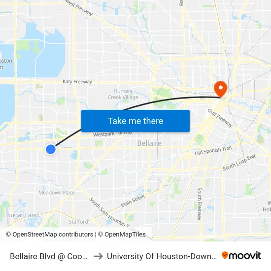 Bellaire Blvd @ Cook Rd to University Of Houston-Downtown map