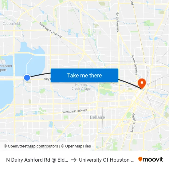 N Dairy Ashford Rd @ Eldridge Pkwy to University Of Houston-Downtown map