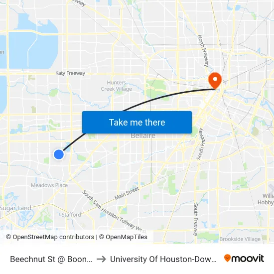 Beechnut St @ Boone Rd to University Of Houston-Downtown map