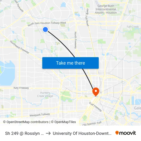 Sh 249 @ Rosslyn Rd to University Of Houston-Downtown map