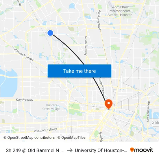 Sh 249 @ Old Bammel N Houston Rd to University Of Houston-Downtown map