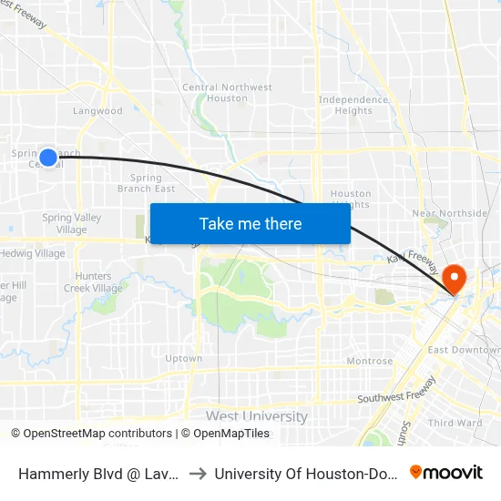 Hammerly Blvd @ Laverne St to University Of Houston-Downtown map