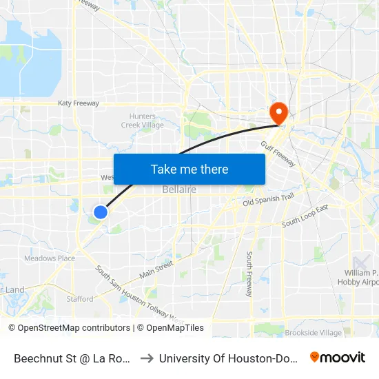 Beechnut St @ La Roche Ln to University Of Houston-Downtown map