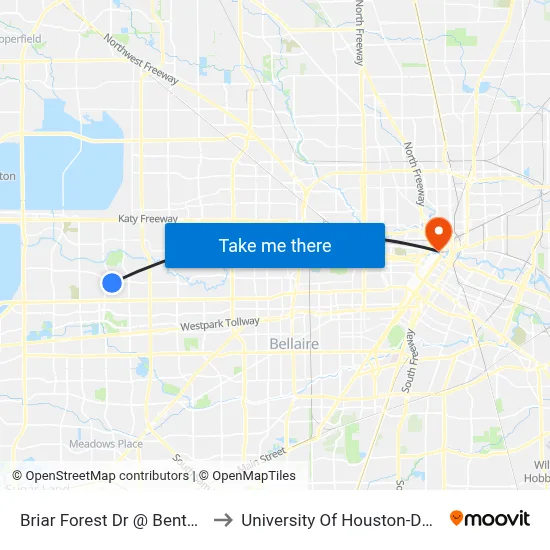 Briar Forest Dr @ Bentworth Dr to University Of Houston-Downtown map