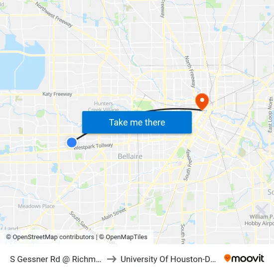 S Gessner Rd @ Richmond Ave to University Of Houston-Downtown map