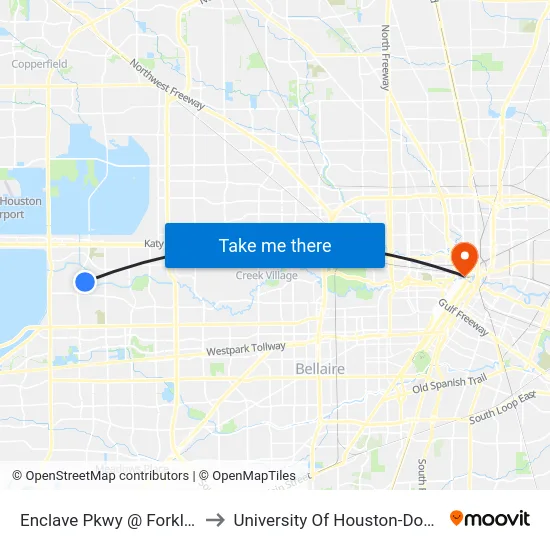 Enclave Pkwy @ Forkland Dr to University Of Houston-Downtown map