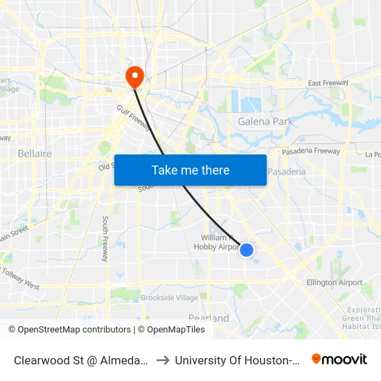 Clearwood St @ Almeda Genoa Rd to University Of Houston-Downtown map