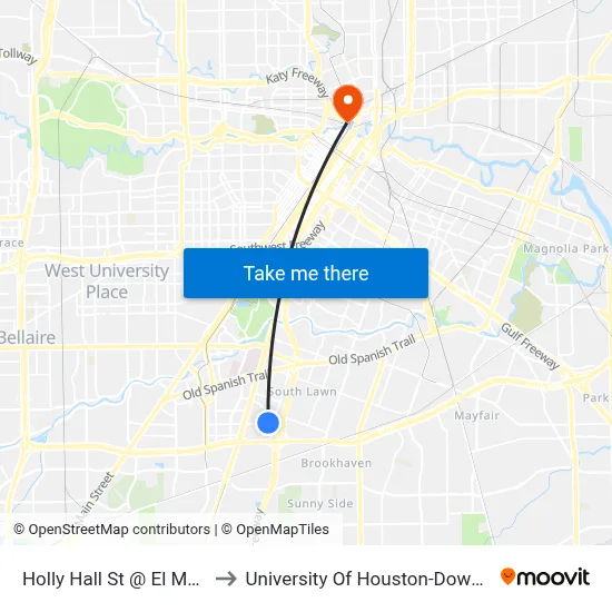 Holly Hall St @ El Mundo to University Of Houston-Downtown map