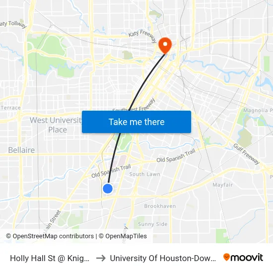 Holly Hall St @ Knight Rd to University Of Houston-Downtown map