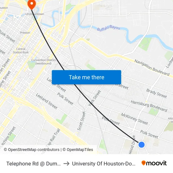 Telephone Rd @ Dumble St to University Of Houston-Downtown map