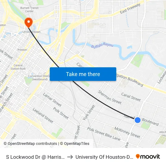S Lockwood Dr @ Harrisburg Blvd to University Of Houston-Downtown map